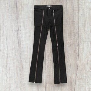 PLATINUM PLUSH Front Zip Leg Black Stretch Jeans Pants Bikercore Size S